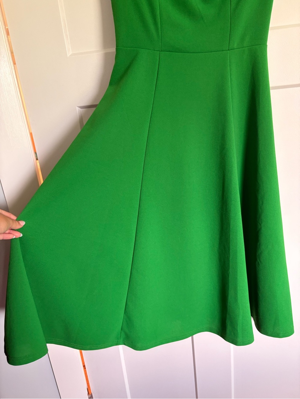 Rebecca Taylor Bright Green Cap-Sleeve Midi Fit-and-Flare Dress - Picture 2 of 5